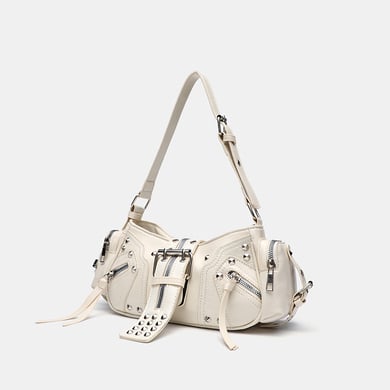 Bolso de hombro de PU con remaches punk de lujo para mujer, 1 pieza h5 Imagen3