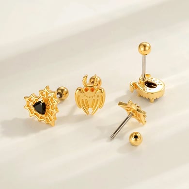 Boucle d&#39;oreille piercing en zircon couleur or et cuivre animal 1 pièce h5 Image3