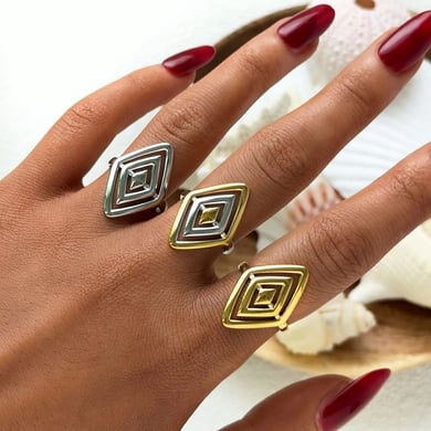 Anelli da donna in acciaio inossidabile con linee casual e serie semplice, 1 pezzo h5 Immagine4