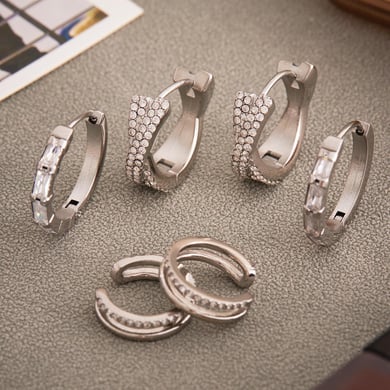 1 Paar luxuriöse kreisförmige Creolen aus Edelstahl in Goldfarbe mit Zirkonia für Damen h5 Bild5