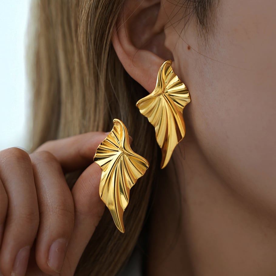 1 Piece Designable Irregular Shape Stainless Steel Gold Color Women's Stud Earrings h5Picture4