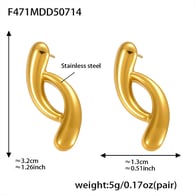 F471-Gold Geometric Drop Earrings 