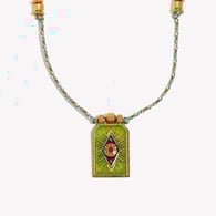 Hand-woven colored rope dripping oil eye Luo card - gold green 