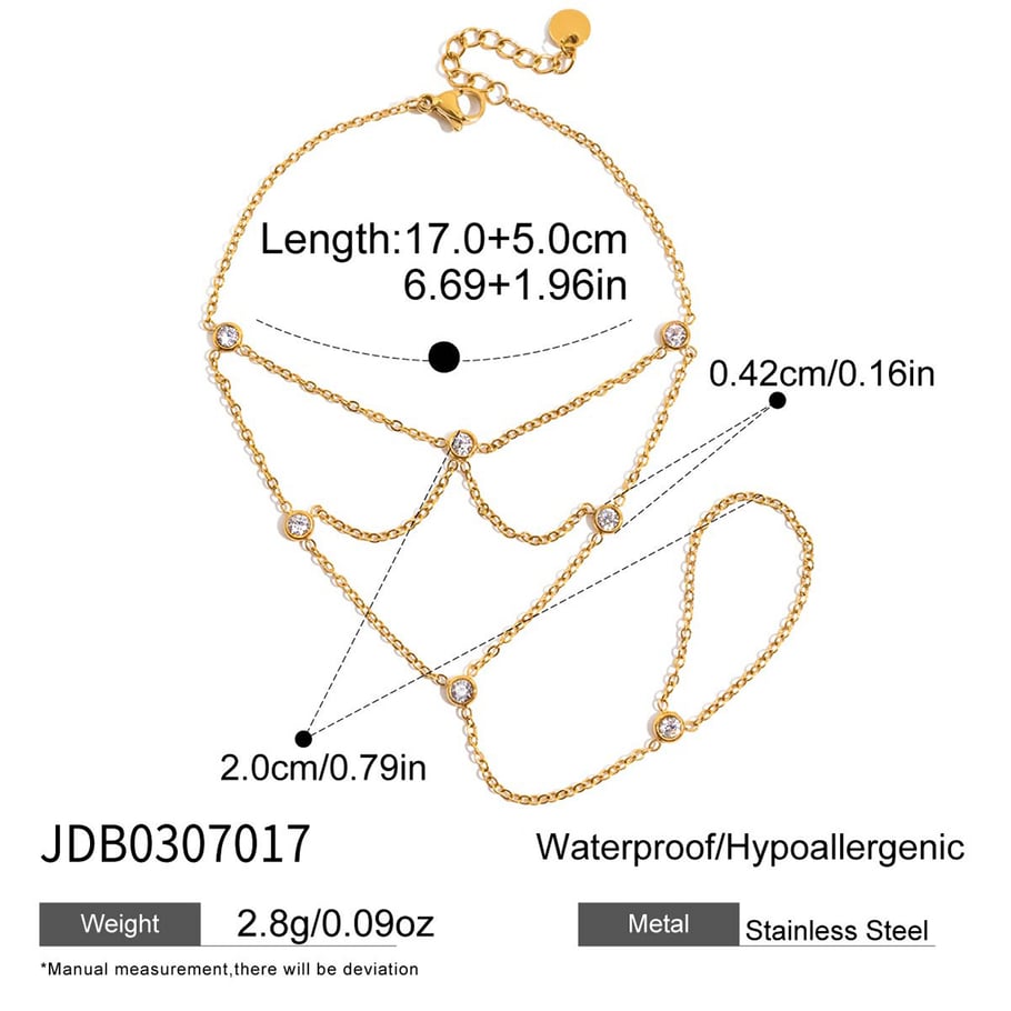 1 Piece Classic Lines Stainless Steel Gold Color Zircon Women's Chain Bracelets Picture2