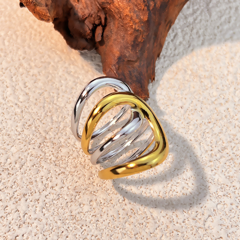1 Piece Stainless Steel Mixed Color Minimalist Ring 