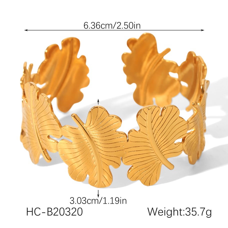 1 stuk Simple Series Daily Leaf roestvrij staal goudkleurige damesarmbanden Afbeelding2