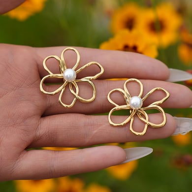 1 paar retro bloemen oorbellen van roestvrij staal in goudkleur voor dames h5 Afbeelding5