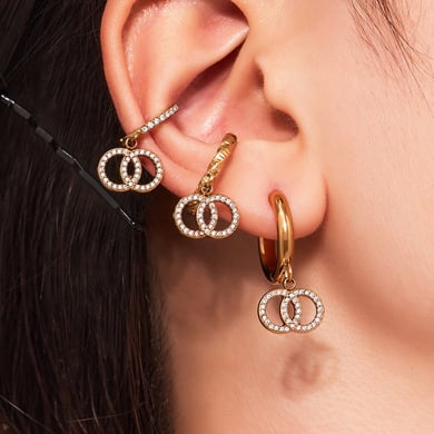 1 Pair Chic Droplet Stainless Steel Gold Color Zircon Women's Drop Earrings h5 Picture2