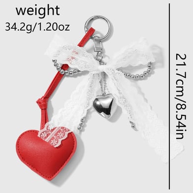 1 Piece Leather Heart Bag Charm h5 Picture2