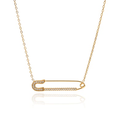 1 pezzo classico di graffetta in acciaio inossidabile color oro, collana con ciondolo da donna h5 