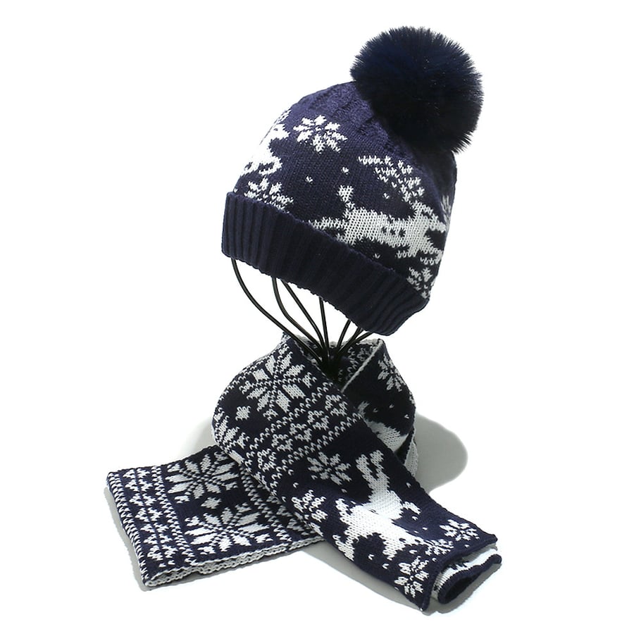 1 Set Christmas Knitted Scarf and Hat Picture6