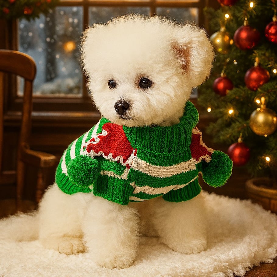 1 Piece Cute Christmas Strip Pet Sweater Picture3