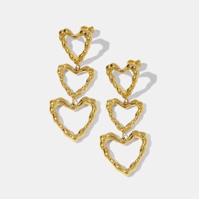 1 Pair Heart Stainless Steel Gold Color Dangle Earrings h5 Picture2