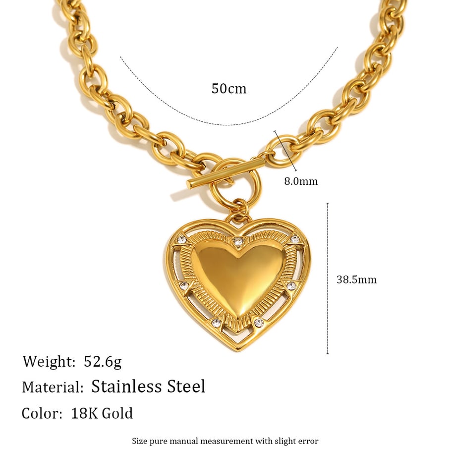 1 Piece Delicate Heart Stainless Steel Gold Color Women's Pendant Necklaces Picture2