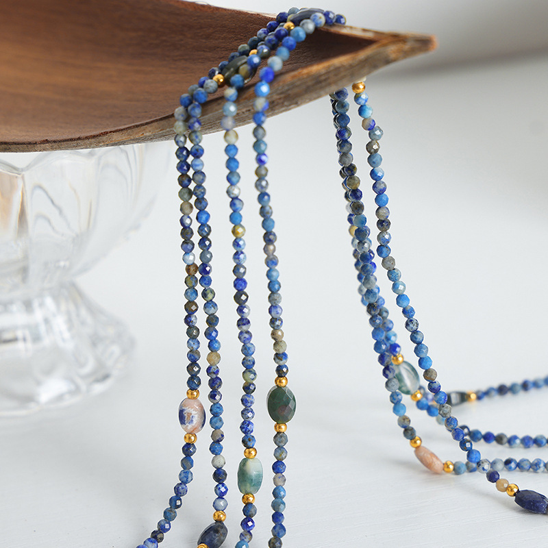 1 pezzo elegante collana di perline in acciaio inossidabile color oro con pietra naturale da donna Immagine6