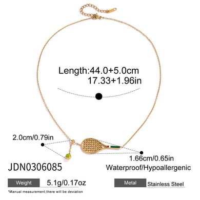 Conjuntos de joyas para mujer de acero inoxidable color dorado con raqueta de tenis deportiva h5 