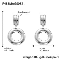 F483-Stahl Runde Hohl Ohrringe Bild8