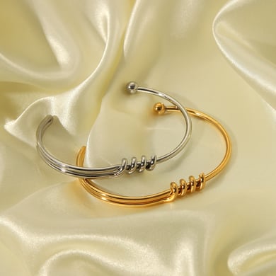 Pulsera de acero inoxidable con hilo dorado de 1 pieza h5 Imagen3