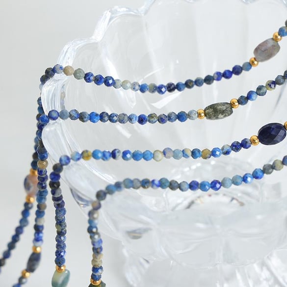 1 pezzo elegante collana di perline in acciaio inossidabile color oro con pietra naturale da donna