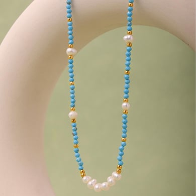 Tägliche Calaite Perlen Edelstahl Gold Farbe Naturstein Perle Damen Schmuck Sets h5 Bild6