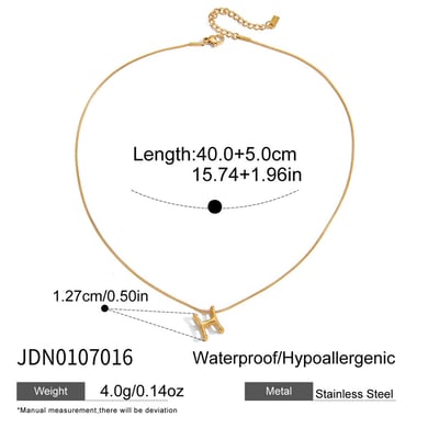 1 pezzo classico collana con ciondolo a forma di lettera H in acciaio inossidabile color oro da donna h5 Immagine2