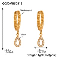 Q050-Golden teardrop zircon earrings Picture10