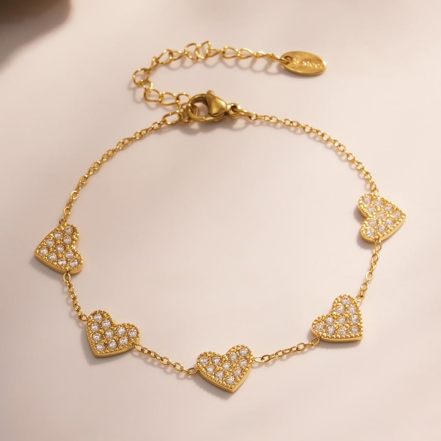 1 Piece Luxurious Butterfly Stainless Steel Gold Color Zircon Women's Chain Bracelets Picture7