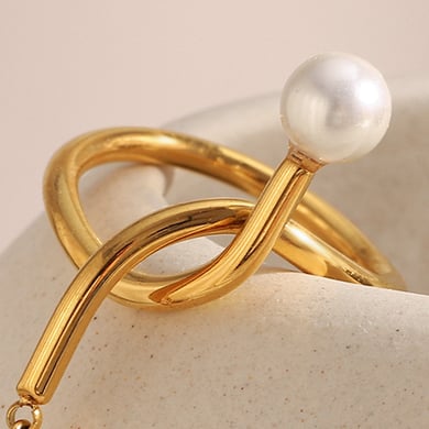 1 Stück Twist Edelstahl Gold Farbe Zirkon Damen Edelstein Ringe h5 Bild5