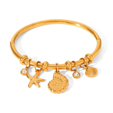1 Piece Daily Turtle Stainless Steel   Gold Color  Zircon Women's Bangles h5 