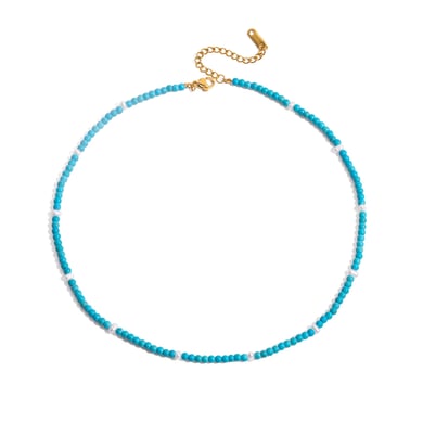 1 Piece Classic Calaite Beads Natural Stones Gold Color Women's Beaded Necklaces h5 