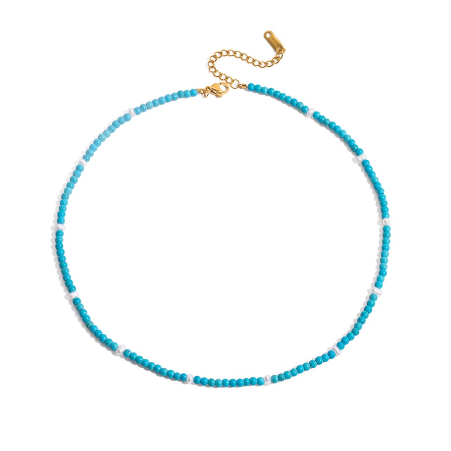 1 Piece Classic Calaite Beads Natural Stones Gold Color Women's Beaded Necklaces 