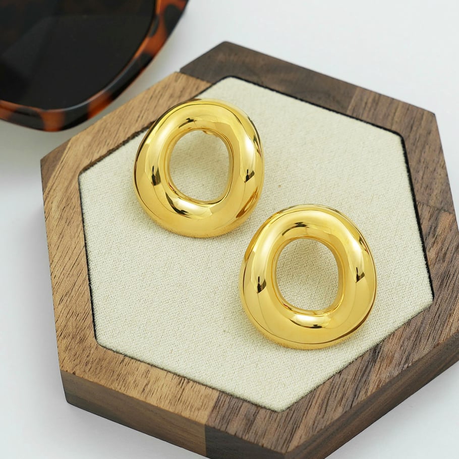 1 Piece Elegant Irregular Shape Stainless Steel  Gold Color  Women's Stud Earrings Picture5