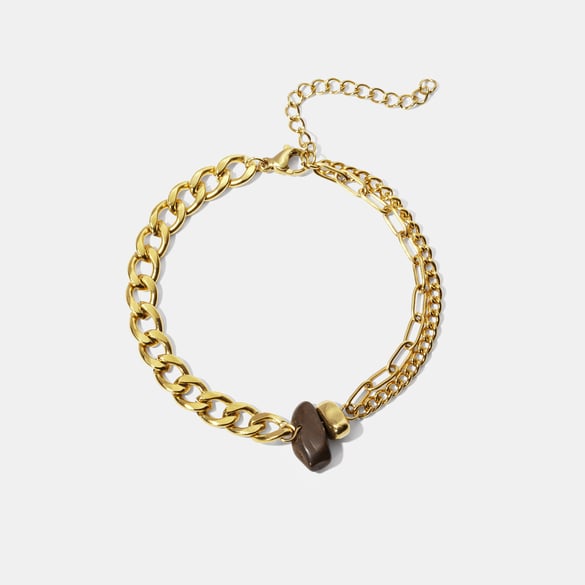 1 Piece Stainless Steel Gold Color Natural Stone Charm Bracelet