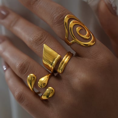 1 Piece Simple Irregular Shape Stainless Steel  Gold Color Statement Rings h5 Picture6