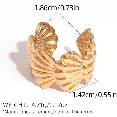 1 Piece Simple Casual Shell Stainless Steel   Gold Color Women’s Statement Rings h5 Picture2