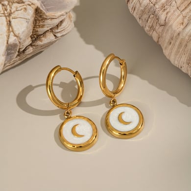 Classic Series Elegant Moon Stainless Steel Gold Color Necklac Set h5 Picture5