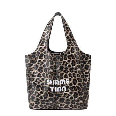 Bolso de mano de PVC para mujer, serie simple, informal, con estampado de leopardo h5 Imagen5