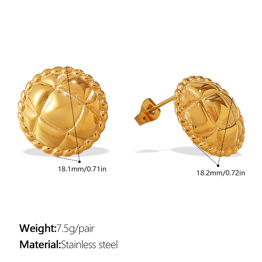 1 Pair Heart Stainless Steel Gold Color Stud Earrings 