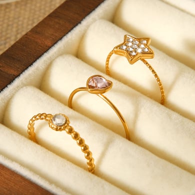 Luxe, gelaagde, hartvormige, roestvrijstalen zirkonia-ring voor dames h5 Afbeelding5