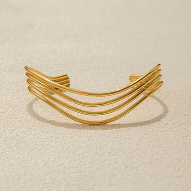 Braccialetti da donna in acciaio inossidabile color oro con linea ondulata classica, 1 pezzo h5 Immagine6