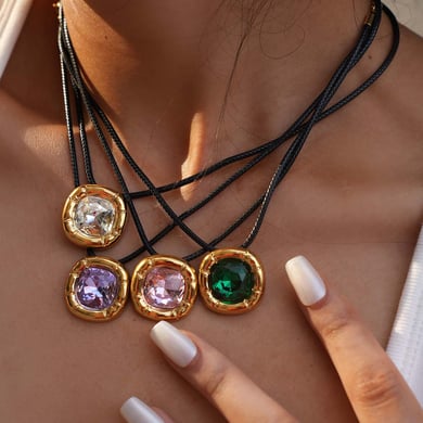 Collier avec pendentif rectangulaire simple en acier inoxydable pour femme, 1 pièce h5 Image8