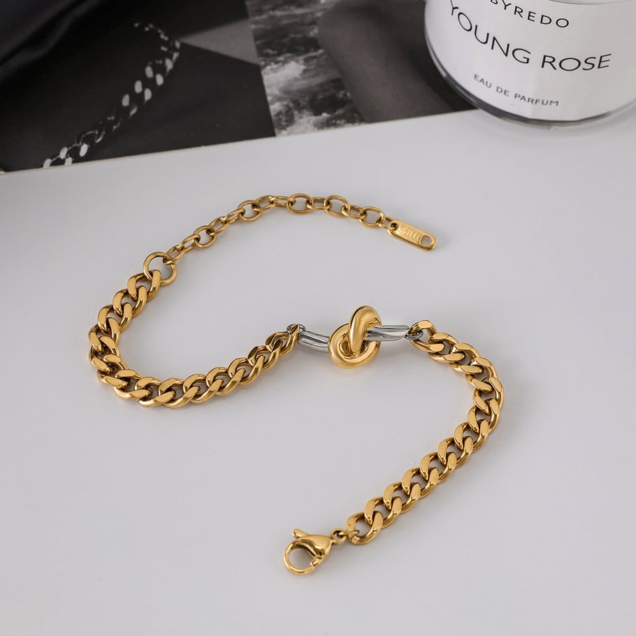 1 Piece Mixed Gold Color And Silver Colors Stainless Steel Women's Chain Bracelets h5Picture6
