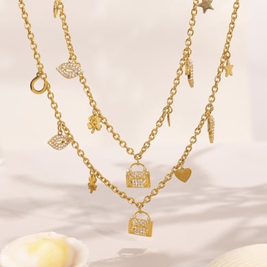 Conjuntos de joyas de acero inoxidable con forma de corazón y trébol de color dorado para mujer. h5 Imagen3