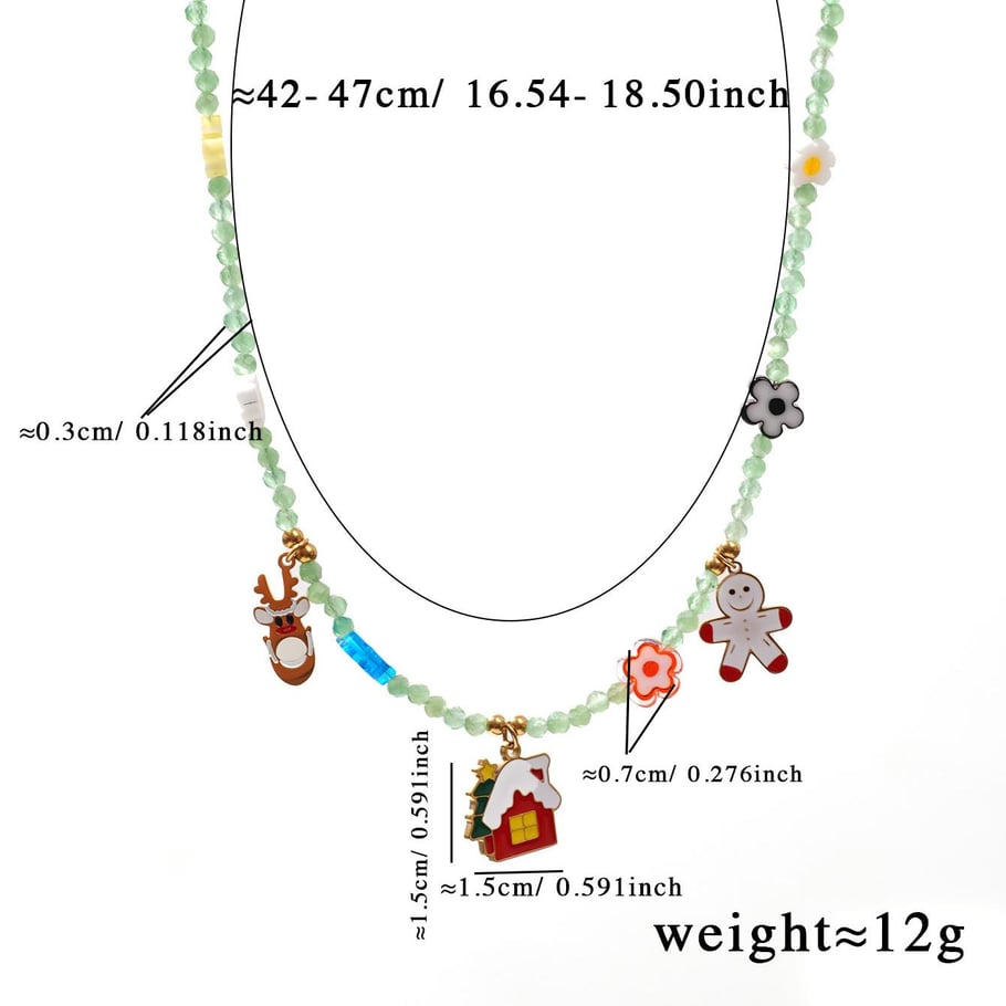 1 Piece Christmas Cartoon Stainless Steel Gold Color Women's Beaded Necklaces Picture2
