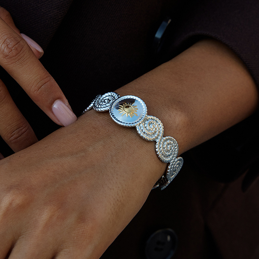 1 Piece Simple Vortex Stainless Steel Women's Cuff Bracelets Picture5