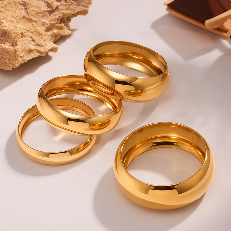 1 Piece Minimalist Solid Color Stainless Steel Women's Bangles Picture3