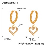 Q010-Golden Hollow Heart Zircon Earrings Picture6