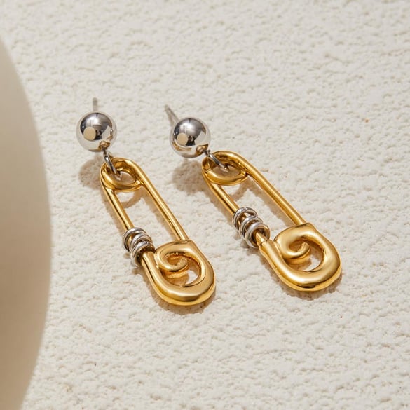 1 Pair Modern Paper Clip Stainless Steel Gold Color Women's Drop Earrings 2