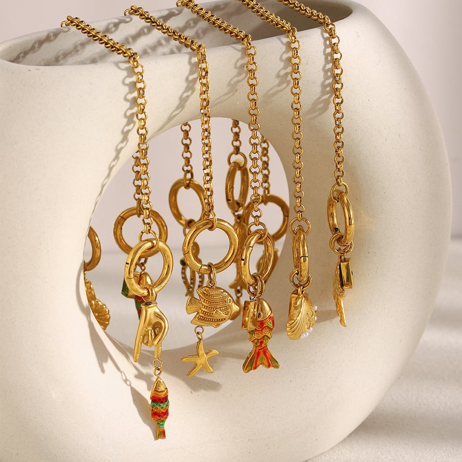 1 Piece Star Fish Stainless Steel Gold Color Women's Pendants h5Picture2