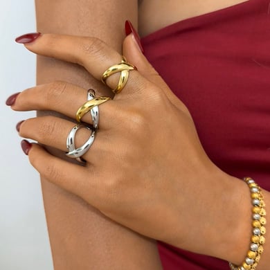 1 Piece Simple Casual Irregular Shape Stainless Steel Women's  Statement Rings h5 Picture3